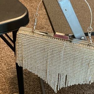 Elegant Silver Beaded Women's Bag